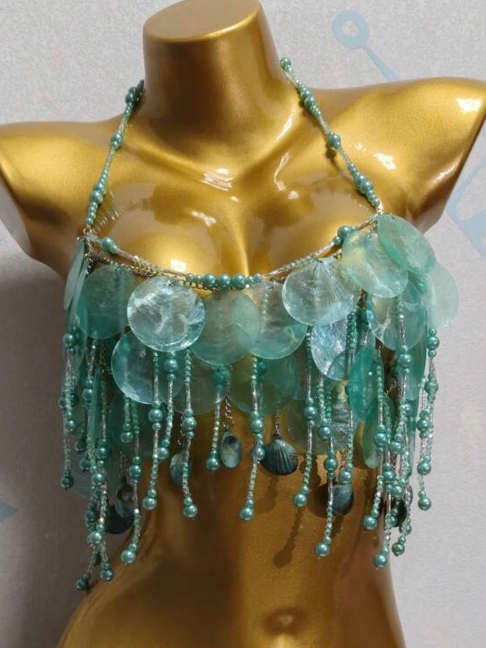 Aqua Shell Fringe Top